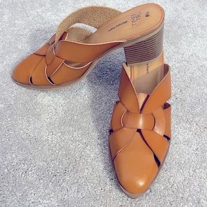 Cognac leather mules size 8.5